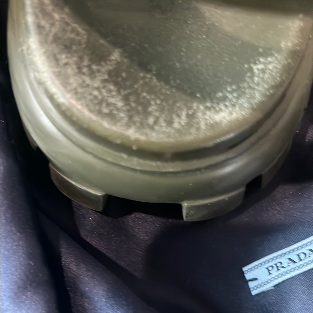 Prada Monolith Leather Sandals Olive Green - Picture 6 of 16